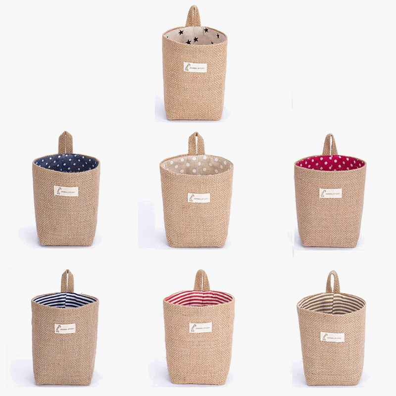 Set of 3 hanging baskets in jute canvas for decorative storage - view 5