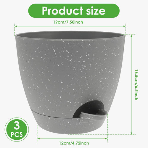3 plastic self-watering flower jars with integrated tank - view 2
