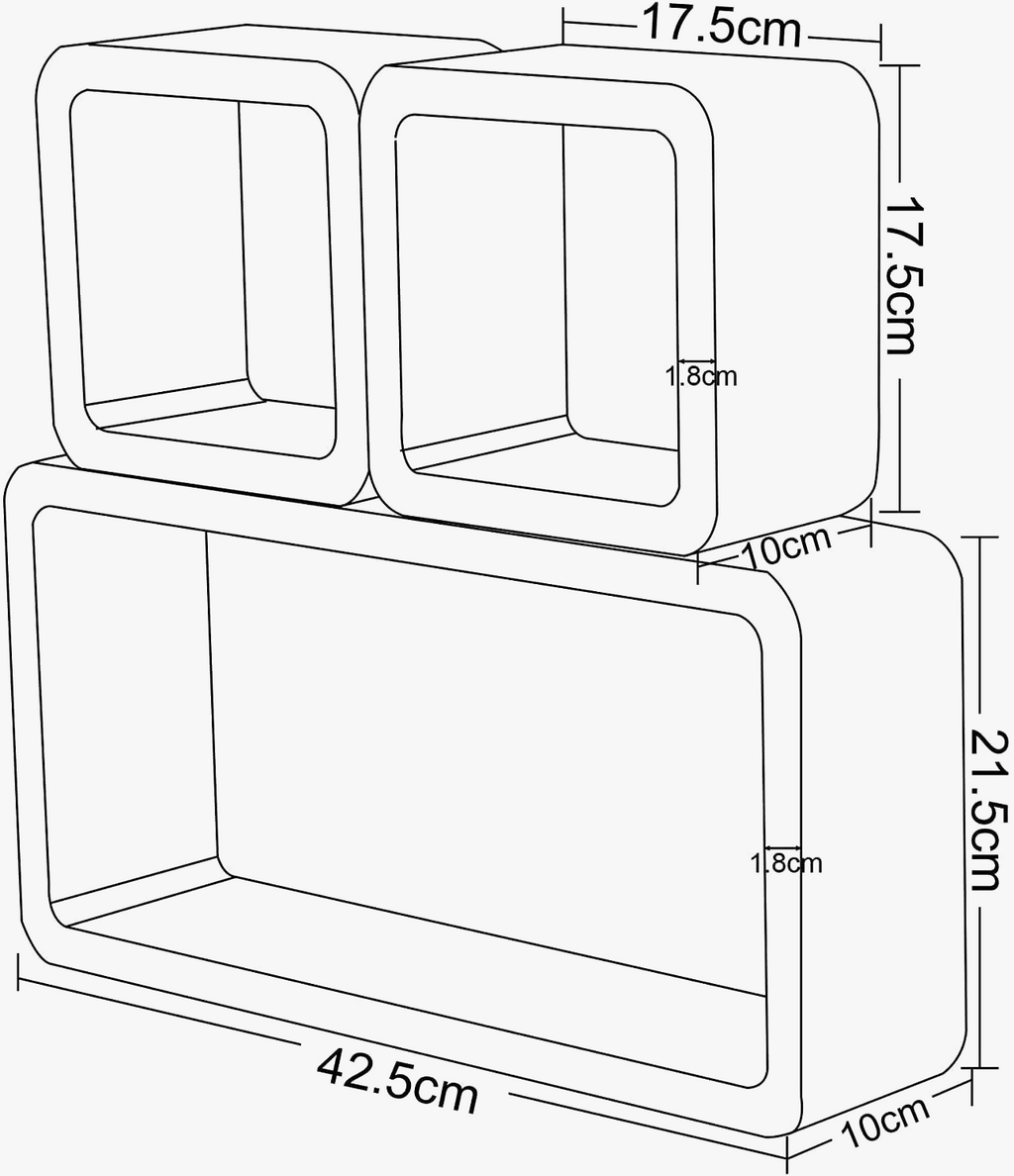Set of 3 cube floating shelves for storage and interior decoration - view 6