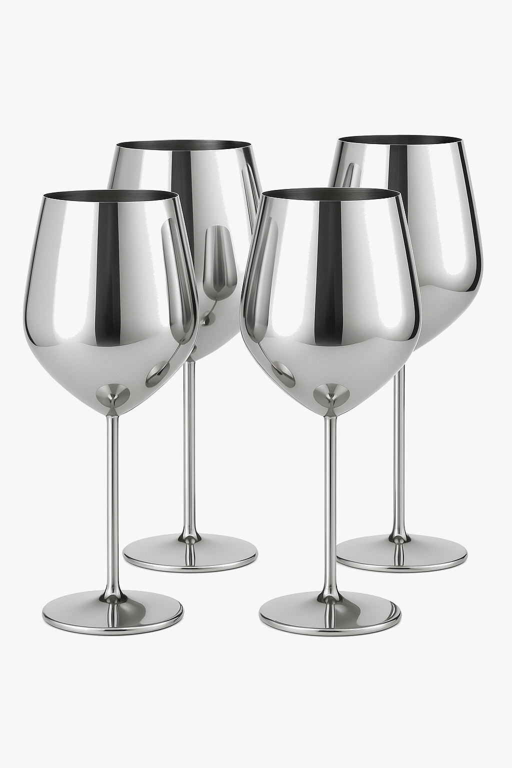 Set of 4 cocktail glasses in stainless steel style bar