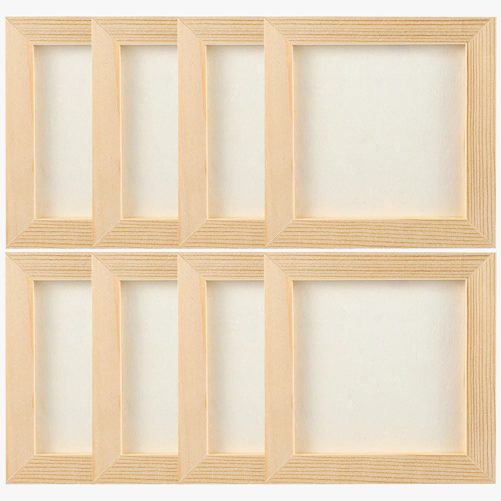 Set of 5 Natural Wood Clay Picture Frames for Family Photos - view 3