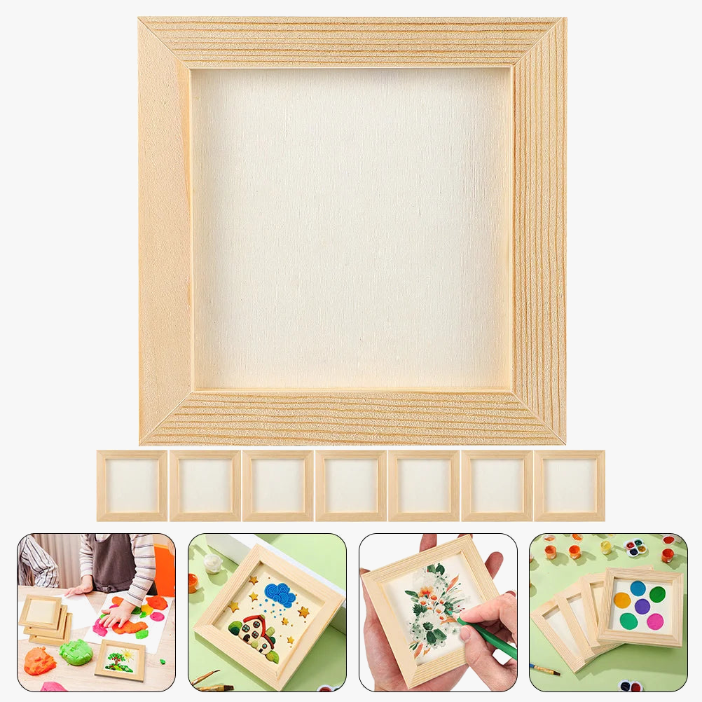 Set of 5 Natural Wood Clay Picture Frames, DIY Decor - view 5