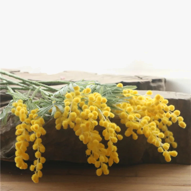 Set of 5 artificial flowers mimosa decoration wedding and garland - view 2