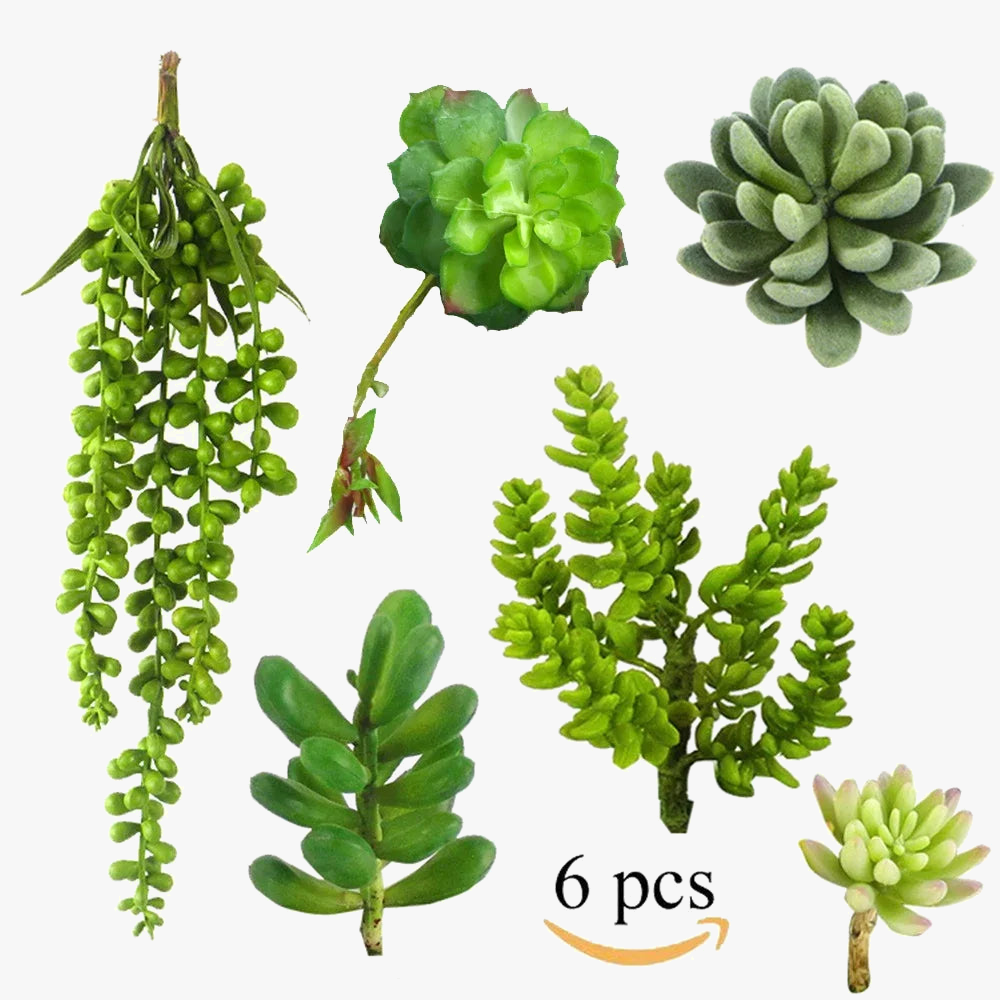 6 artificial succulent plants for decoration and DIY