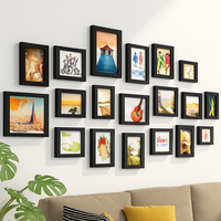 Set of wooden photo frames for wall decoration and wedding