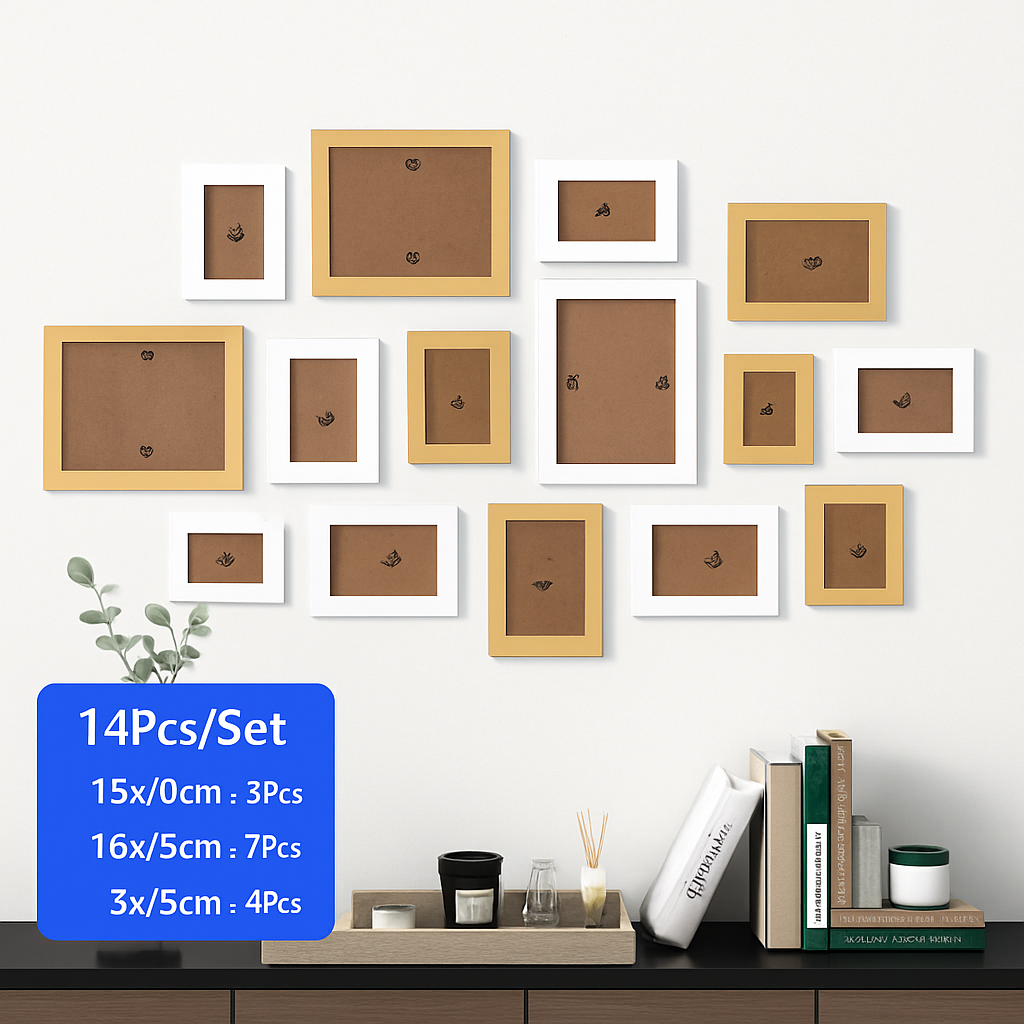 Set of wooden photo frames for wall decoration and wedding - White Wood Frame / Natural Wood