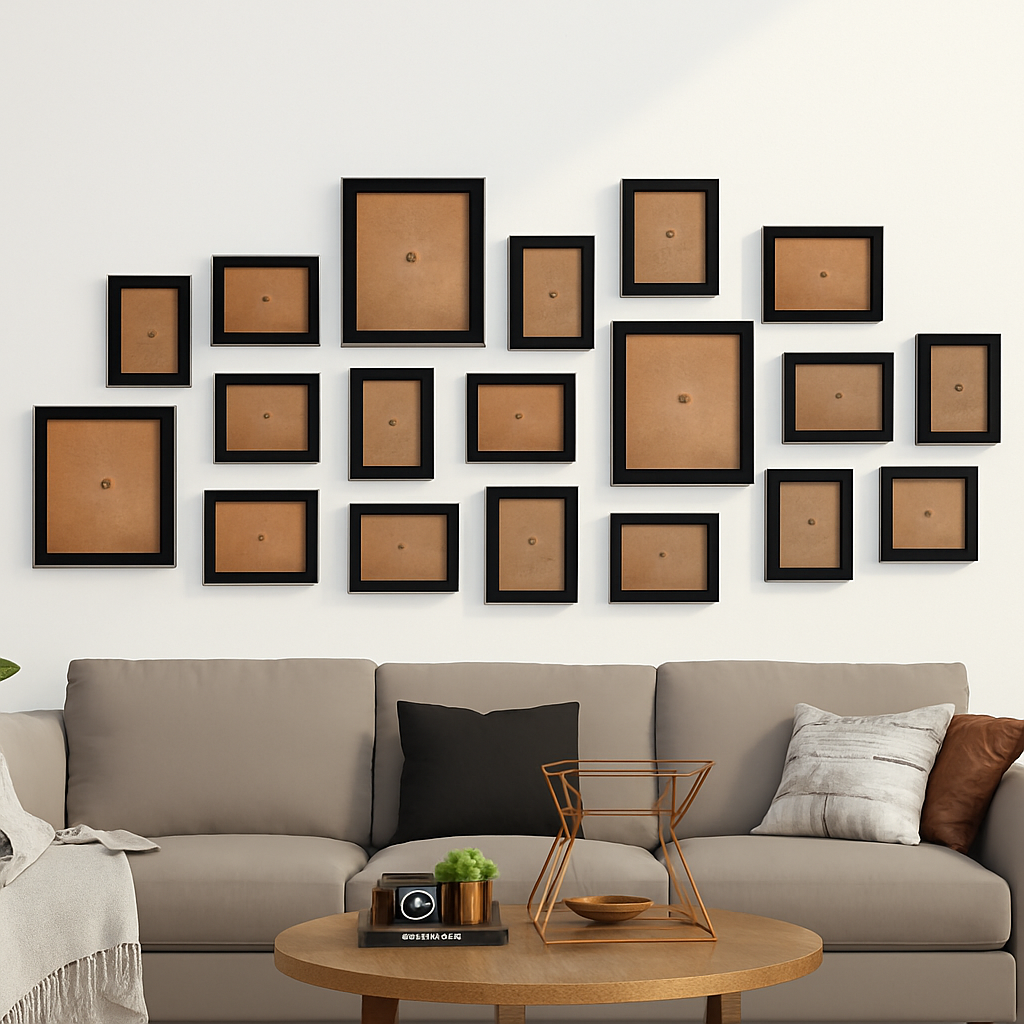 Set of wooden photo frames for wall decoration and wedding - Black Photo Frame 1 / Natural Wood