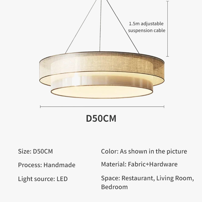 Chinese circular chandelier for elegant Zen lighting - view 9