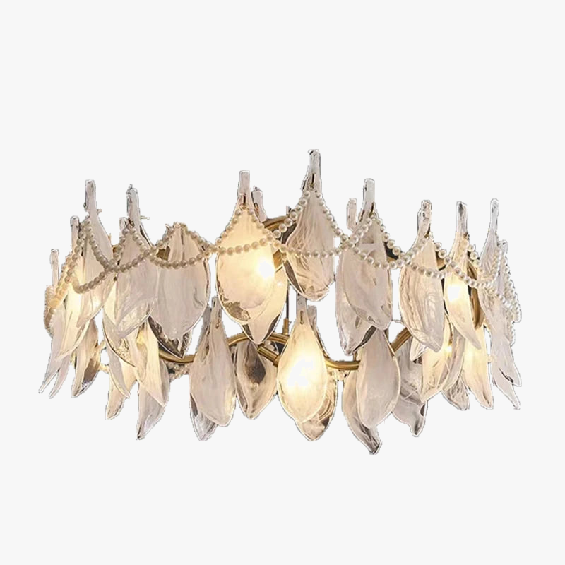 Creative chandelier in frosted glass with modern hanging beads