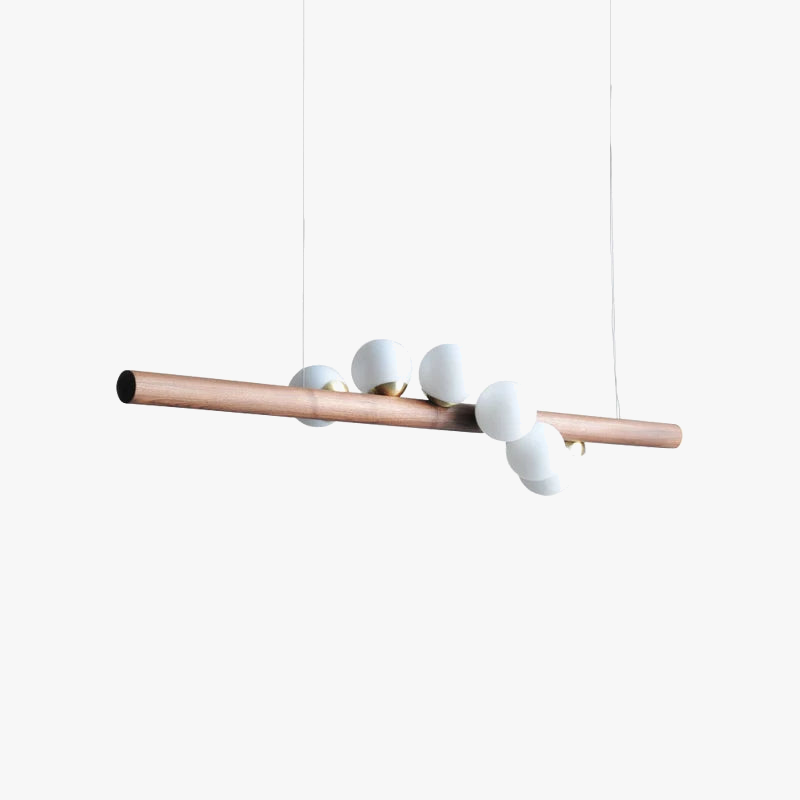 Chandelier in walnut wood and glass modern design for elegant interior - view 3