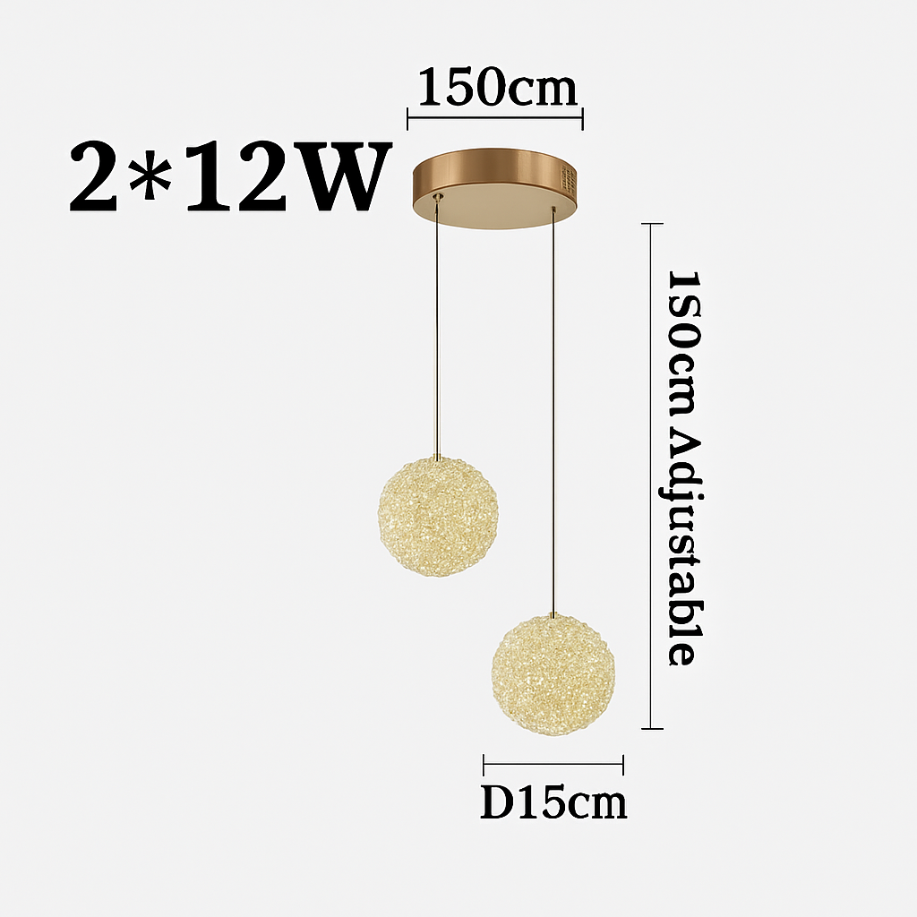 Lightweight led crystal chandelier for a romantic and elegant atmosphere - 2 Head D15cm / 3 color change