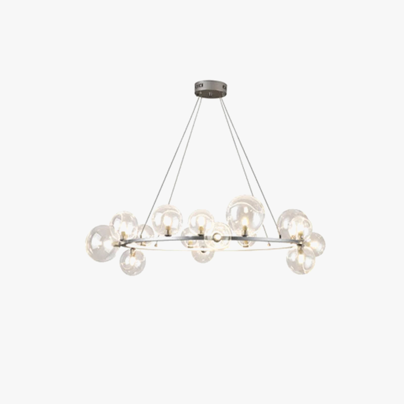 Glass chandelier with modern design with artistic bubbles