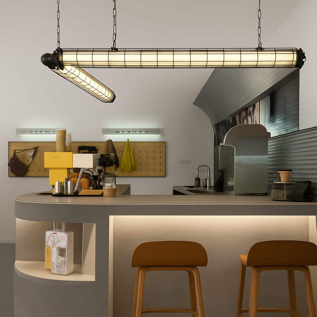 Retro industrial chandelier in metal with led light - view 2