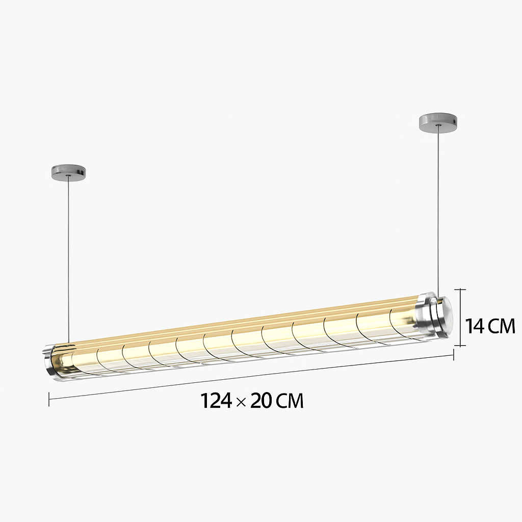 Retro industrial chandelier in metal with led light - Silver - Double Tube / Warm Light
