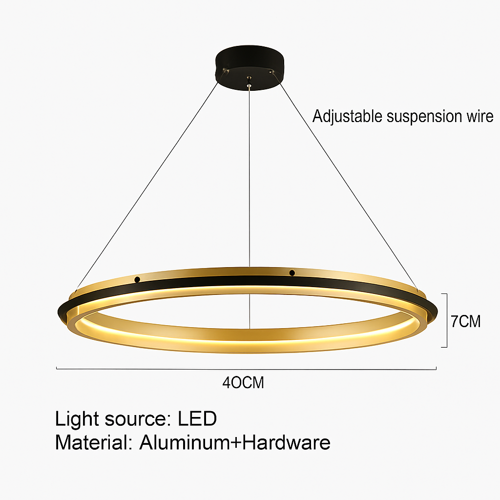 Chandelier led circular luxury for modern interior decoration - D 40cm / 3 modifiables