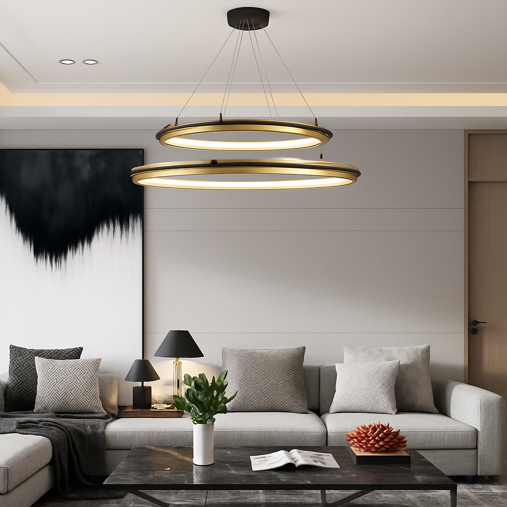 Chandelier led circular luxury for modern interior decoration - view 3