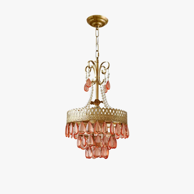 Crystal led chandelier pink tear shape 2024 elegant modern light - view 4