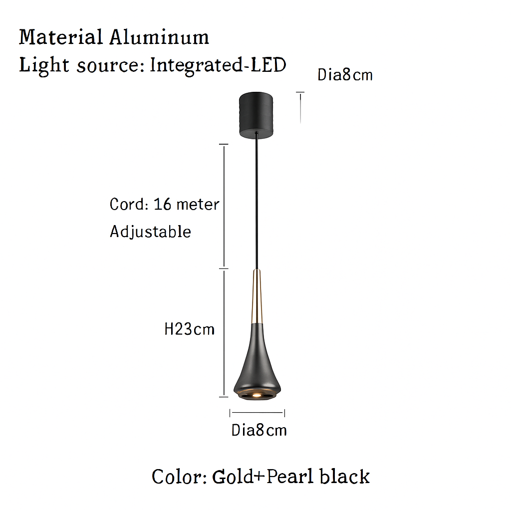 Anti-glare Nordic led chandelier in aluminium with variable intensity - Pearl black and golden / Chaude - 3000K / 7W Non dimmable