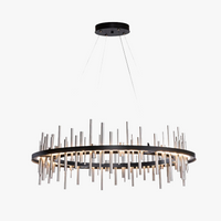 Minimalist chandelier in stainless steel black postmodern design