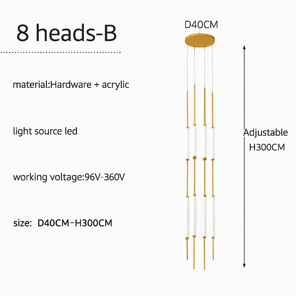 Modern creative design chandelier for elegant interior - 8 B-heads / Gold / White light