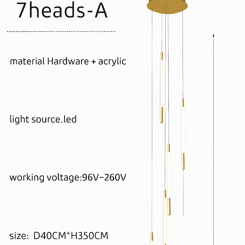 Modern creative design chandelier for elegant interior - 7 A-heads / Gold / White light