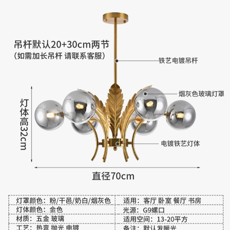 Modern glass chandelier minimalist design for elegant interior - view 4