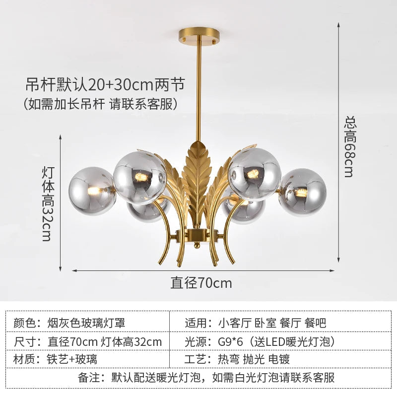 Modern glass chandelier minimalist design for elegant interior - view 8