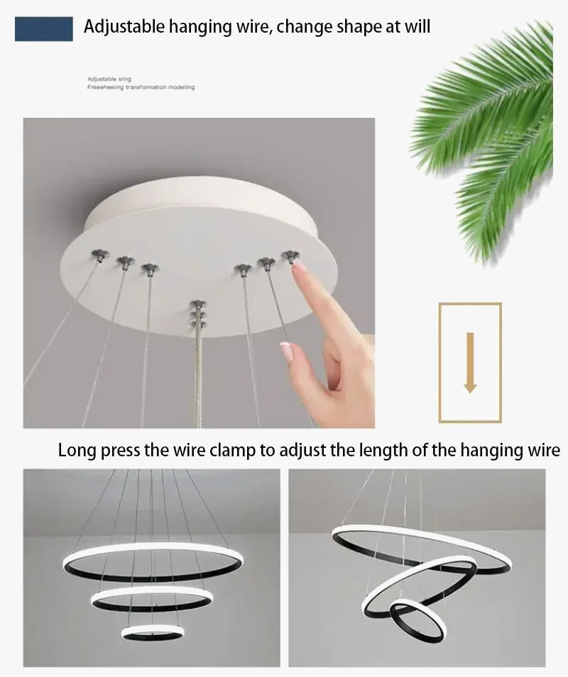 Modern three circle round chandelier elegant design - view 6