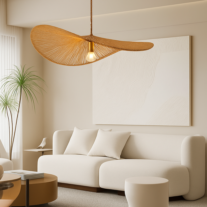 Nordic chandelier in straw for modern interior decoration - view 3