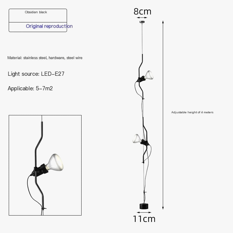 Italian minimalist foot chandelier with decorative adjustable height - view 8