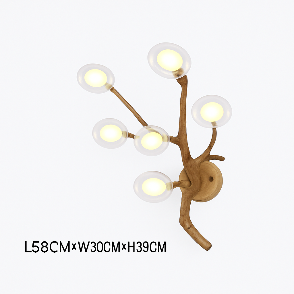 Chandelier hanging in modern style resin retro lamp tree branch - 6-Head Wall Sconce / Warm Light
