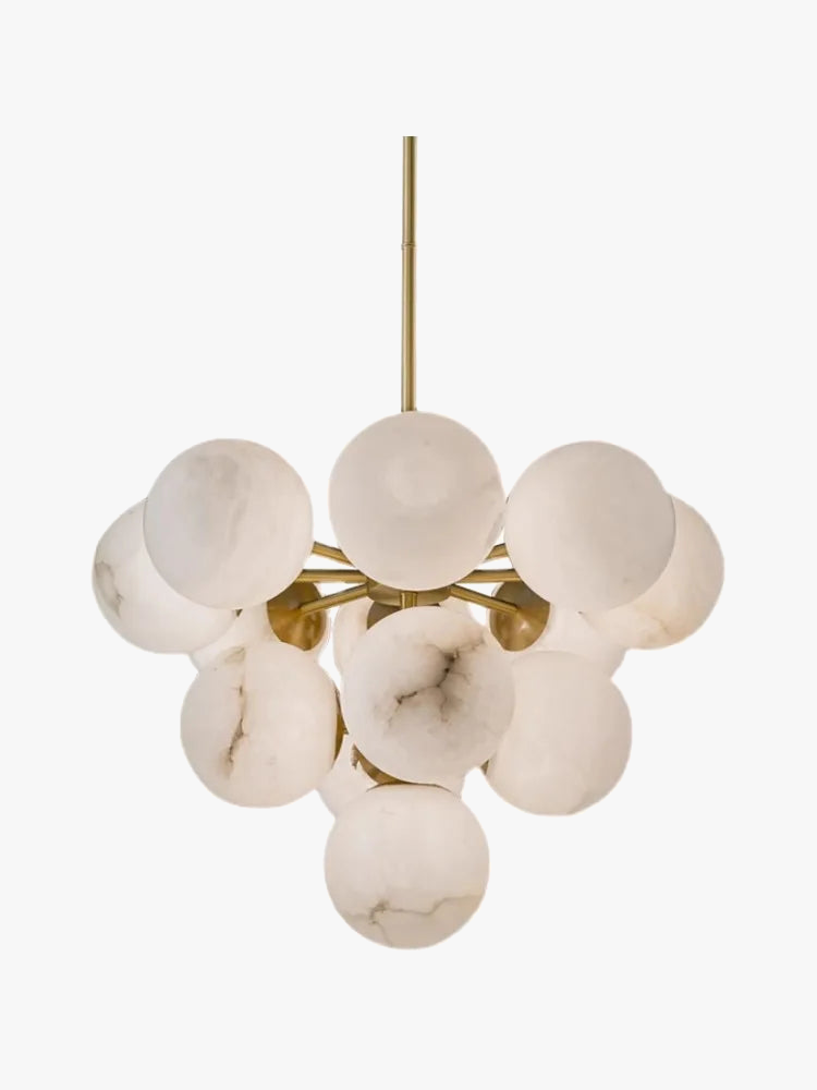 All-in-minimalist and creative marble round copper chandelier - view 6