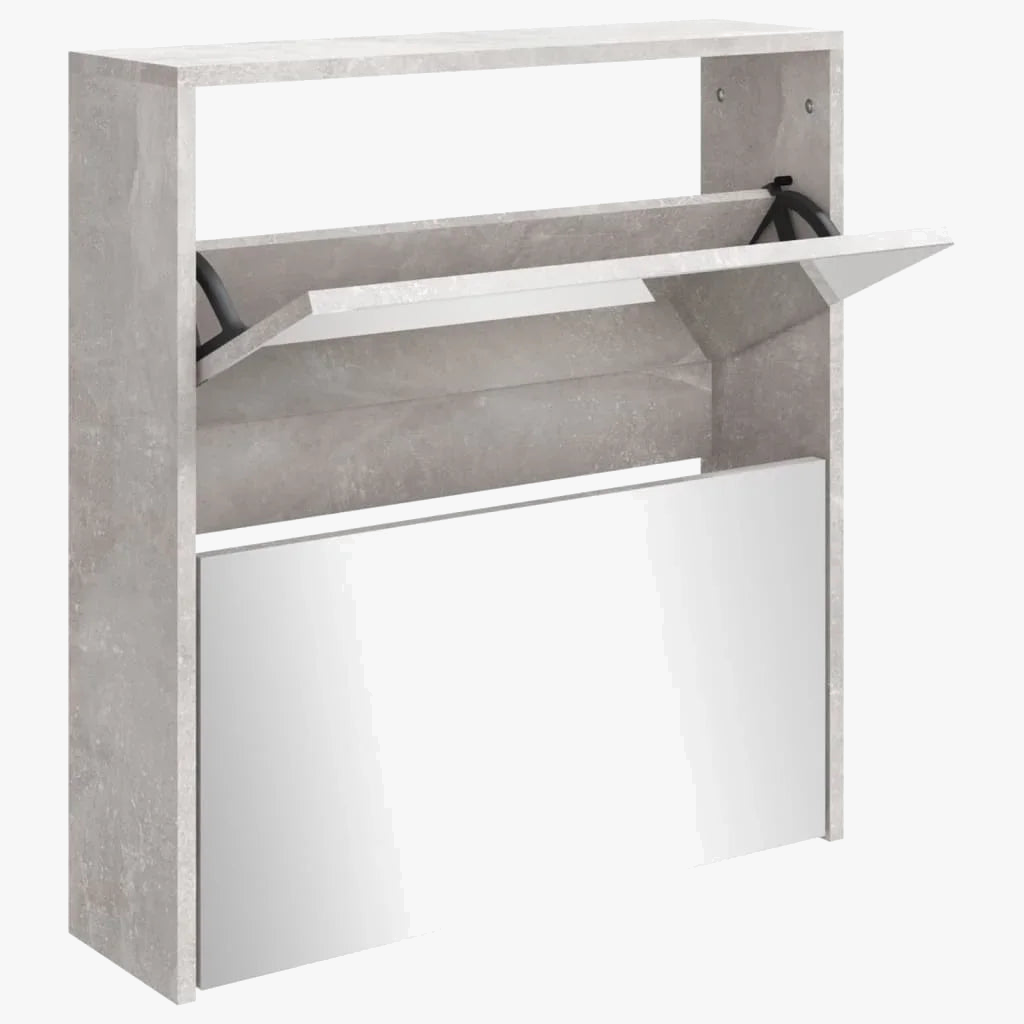 Two-level modern design mirror shoe cabinet - view 2