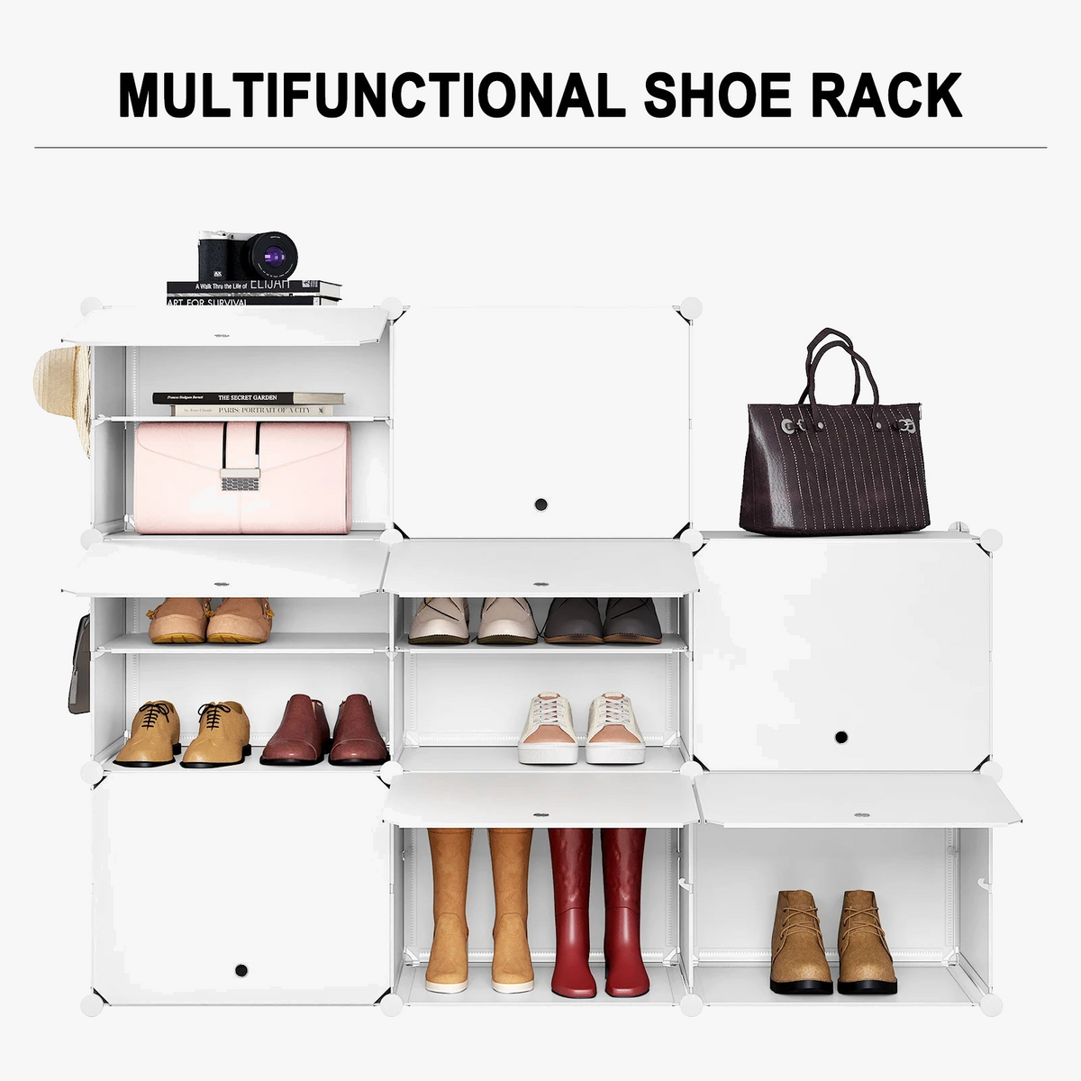 Compact shoe cabinet with 8 compartments for optimal storage - view 3