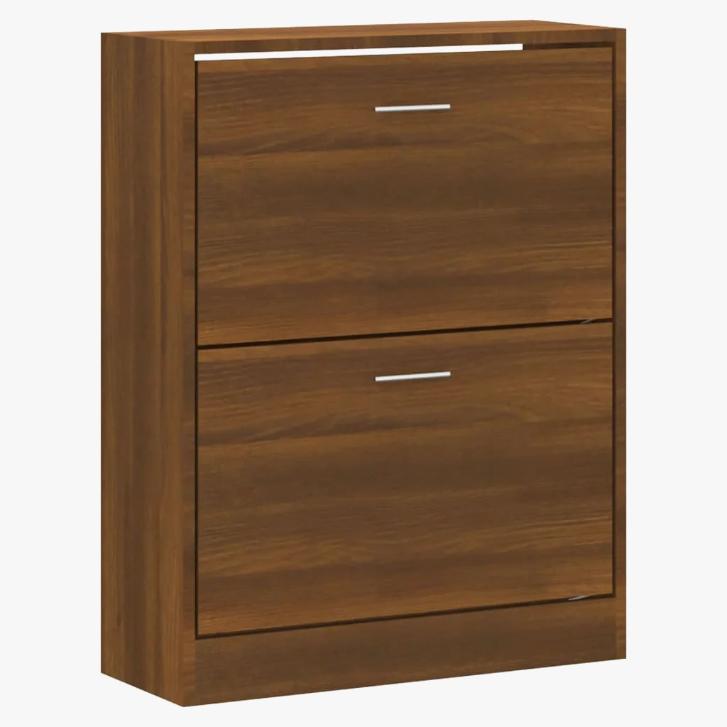 Brown oak shoe cabinet in engineering wood - view 3