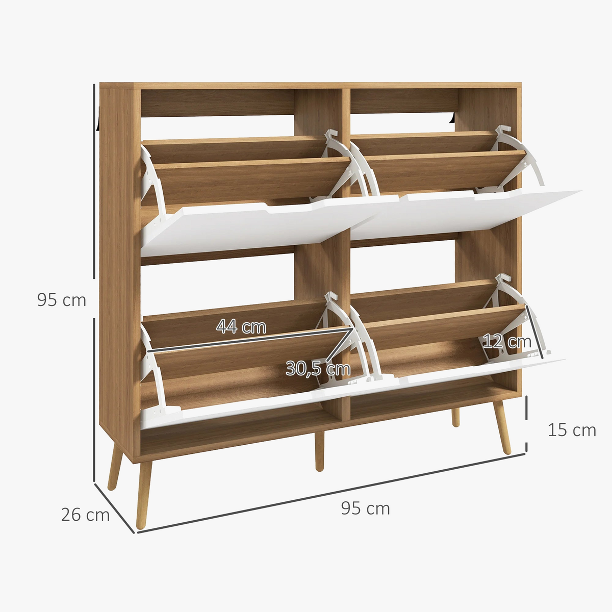 Folding shoe cabinet with 4 drawers for 16 pairs - view 2