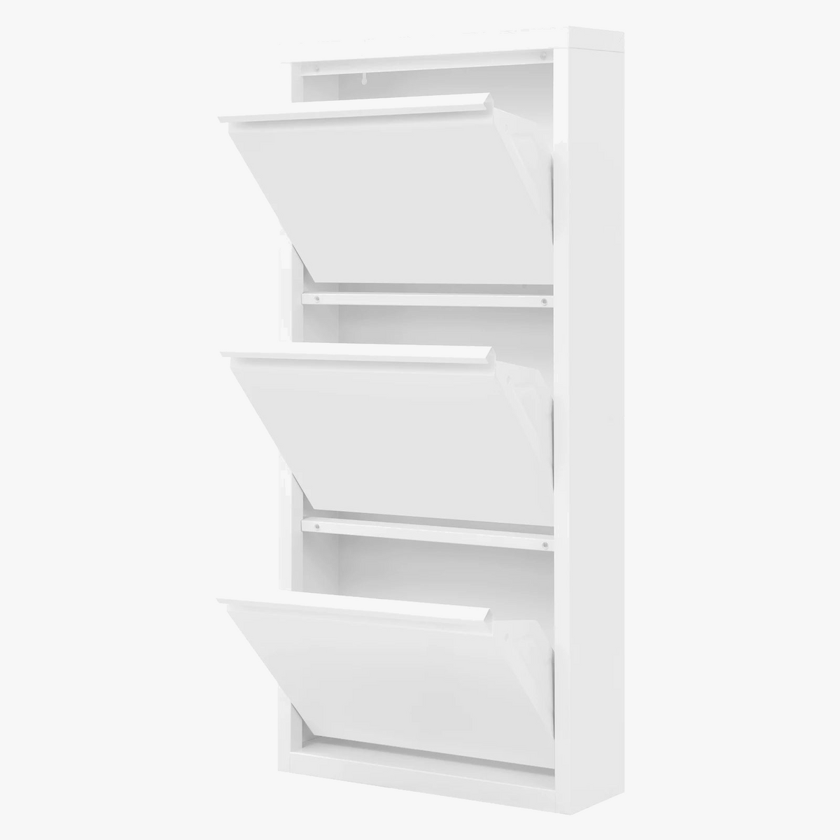Narrow shoe cabinet with 3 shutters closed - view 2