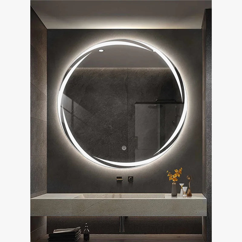 Circular mirror creative illuminated for modern decoration - view 3