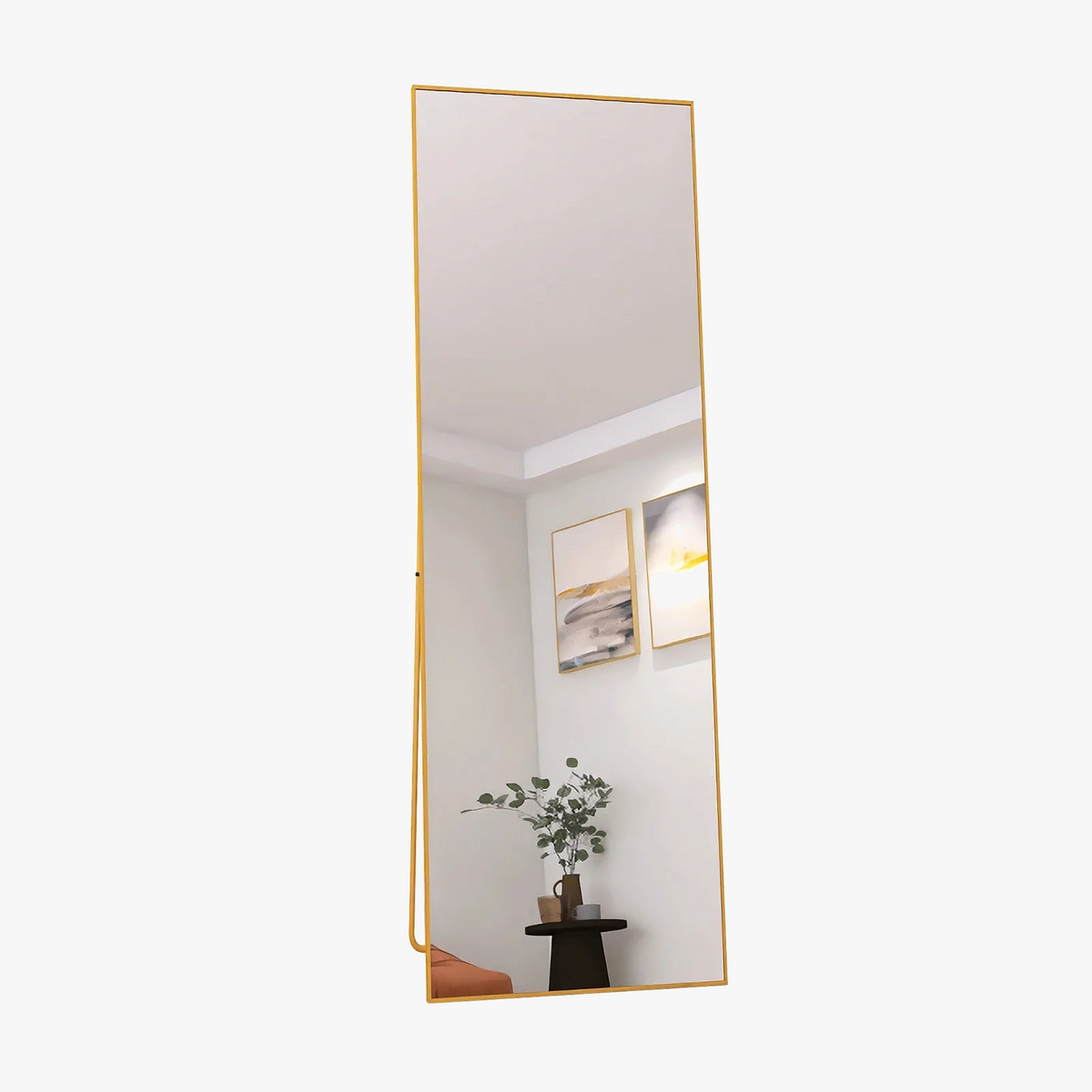 Tempered glass cosmetic mirror with gold aluminum frame