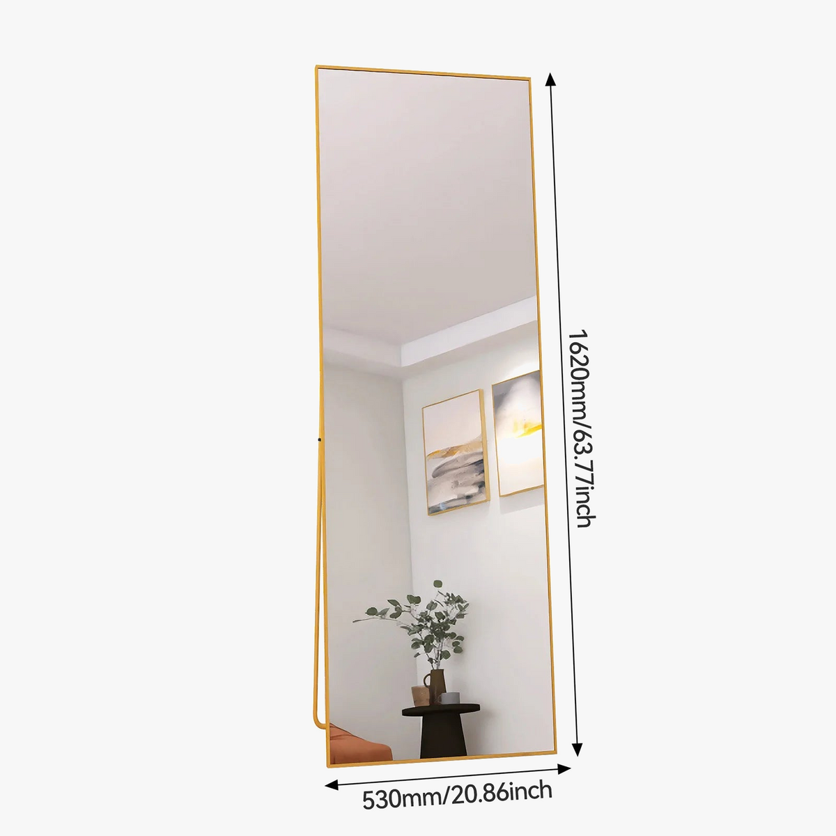 Tempered glass cosmetic mirror with aluminum golden frame - view 6