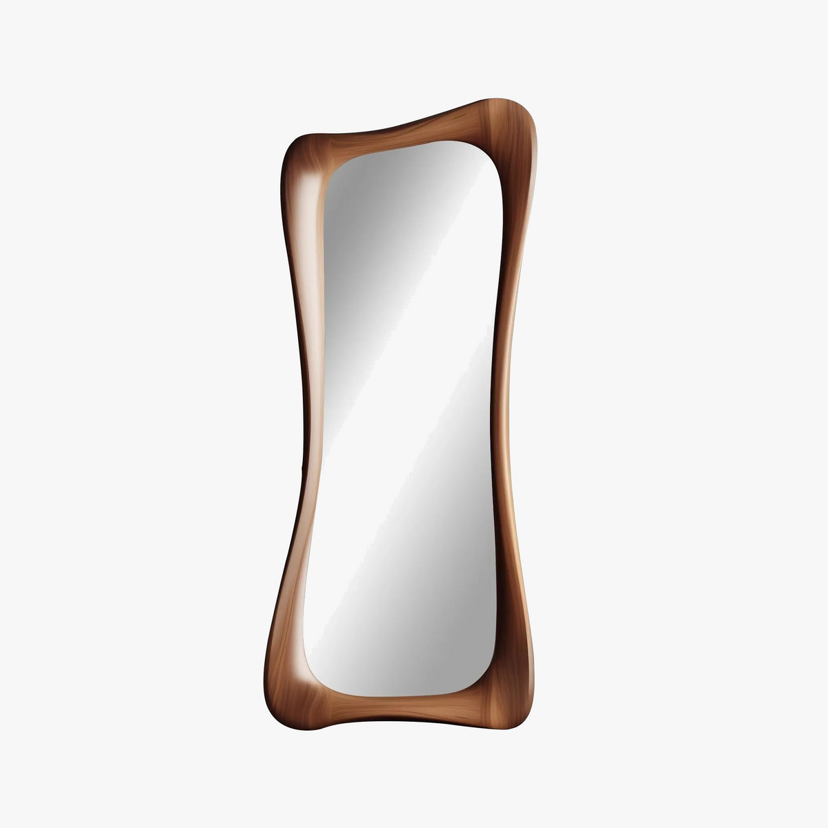 Decorative mirror of artistic luxury in light walnut wood
