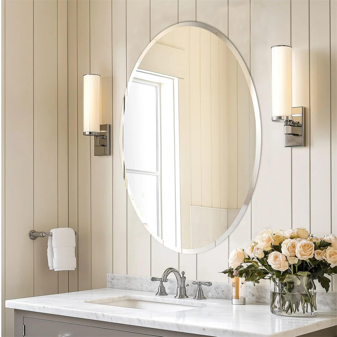 Oval decorative mirror without frame for elegant interior - view 4