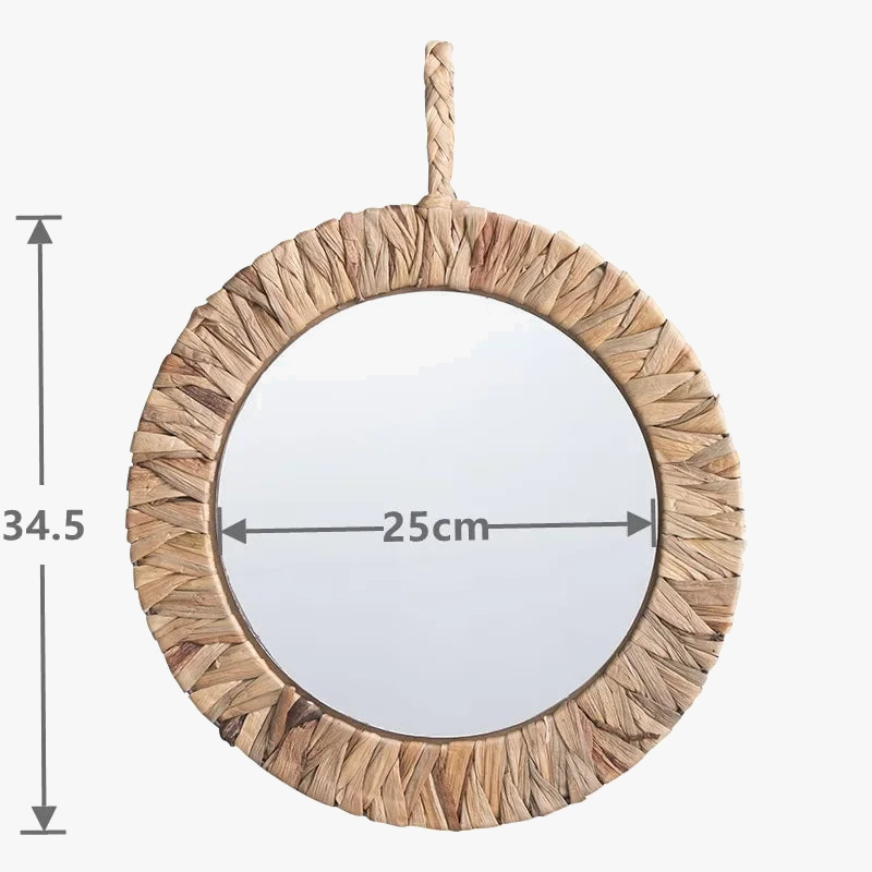 Wall-woven decorative mirror in hand-made rattan - view 5