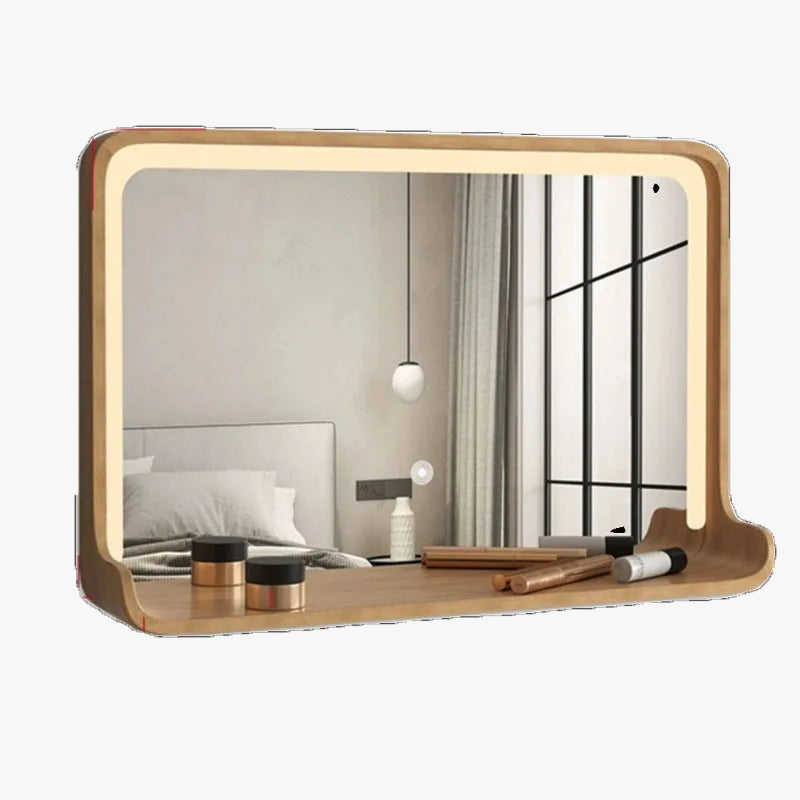 Solid wood mirror with led lighting and wall mounting - view 5