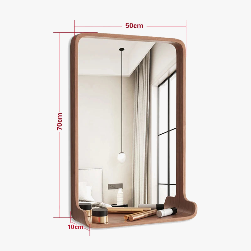 Solid wood mirror with led lighting and wall mounting - view 7