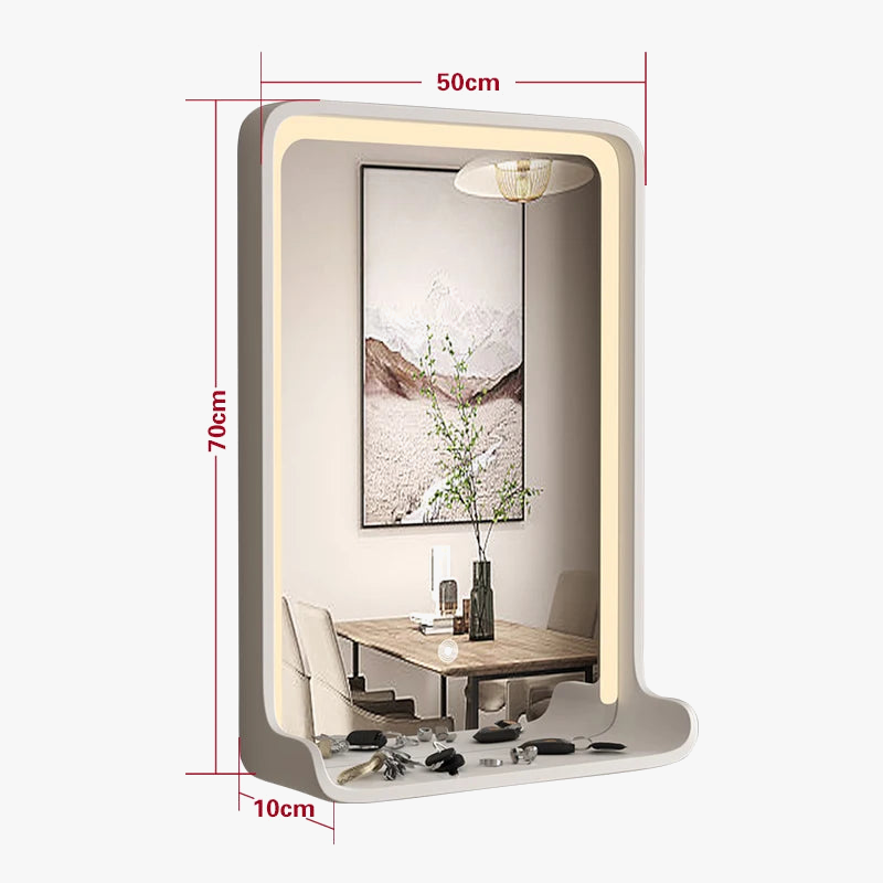 Solid wood mirror with led lighting and wall mounting - view 10