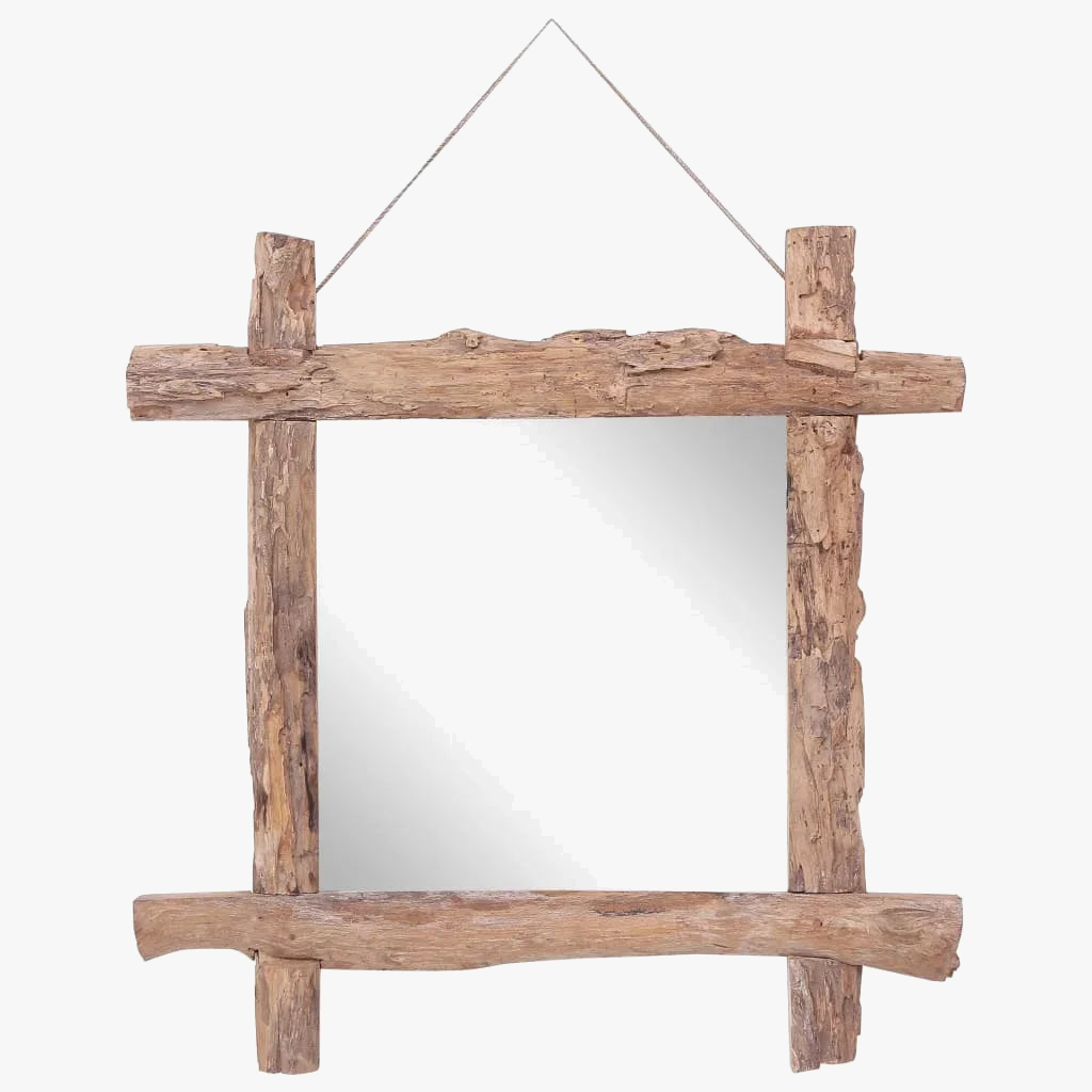 Solid wood mirror wall decoration in natural logs - view 7