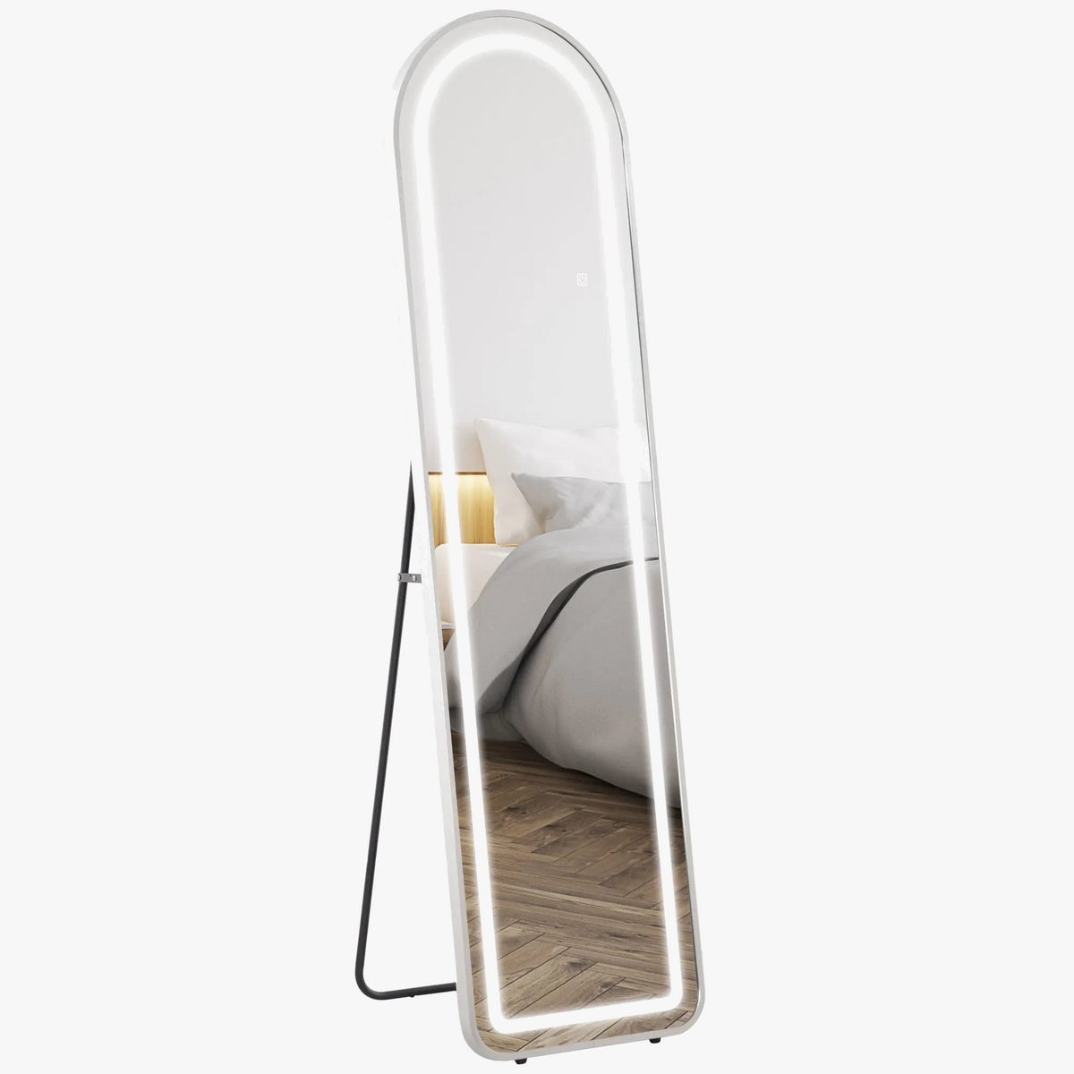 Integral mirror with led silver aluminum lighting
