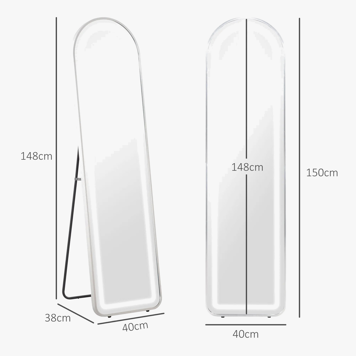 Integral mirror with led silver aluminum lighting - view 2