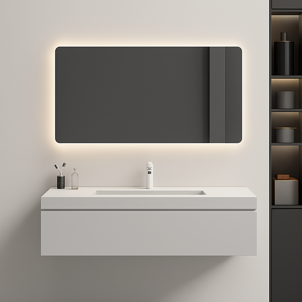 Rectangular intelligent mirror with led light touch screen